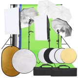 Cumpara ieftin Kit studio foto cu set de lumini, fundal si reflector