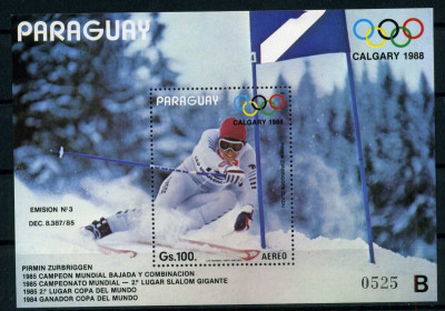Paraguay 1987 - Jocurile Olimpice, schi, medaliati, colita neuza foto