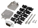 Conector D-Sub 9-Pin Tată pentru Lipire pe Cablu - Negru Set Complet