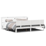 Gossi cadru pat cu tablie 200x200 cm, alb, lemn masiv de pin