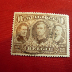 Timbru Belgia 1915 10fr.brun Leopold Isi II ,Albert I stampilat