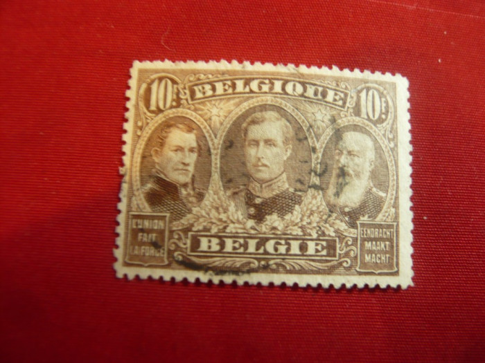 Timbru Belgia 1915 10fr.brun Leopold Isi II ,Albert I stampilat