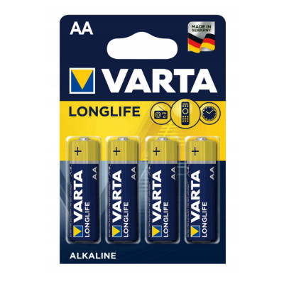 Set 4 baterii alcaline LR06, Varta Longlife AA, 1.5V, in blister foto