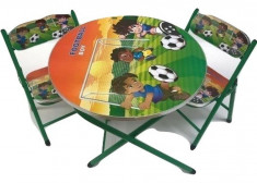 Mobilier camera copii,Masa si doua scaune pliabile pentru copii culoare verde foto