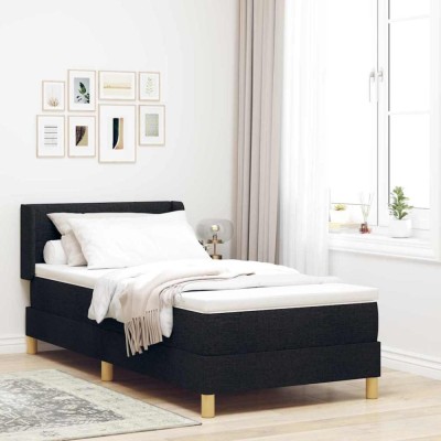 vidaXL Pat cu arcuri Negru și Alb și Negru 100 x 200 cm țesătură 3341281 foto