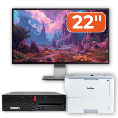 Pachet Calculator Second Hand LENOVO ThinkCentre M910s SFF, Intel Core i5-7500 3.40GHz, 16GB DDR4, 512GB SSD + Monitor 22&amp;amp;quot; &amp;amp; Imprimanta Brother H foto