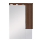 Dulap Baie cu Oglinda Leziter Bianca Plus 65, Aida Nuc, Suspendat, 100x65x17.5 cm, MDF, Asamblat