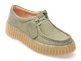 Cumpara ieftin Mocasini CLARKS verzi, TORHILL BEE, din nabuc