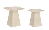 Cumpara ieftin Set 2 masute otel ceramica crem Hardy 40x40x47 cm, 50x50x52 cm