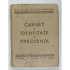 CARNET DE IDENTITATE SI FRECVENTA , LICEUL &#039; ANDREI SAGUNA &#039; , BRASOV , ANUL SCOLAR 1938 - 1939