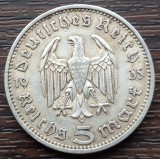 (A753) MONEDA DIN ARGINT GERMANIA - 5 MARK 1935, LIT. F, PAUL VON HINDENBURG, Europa