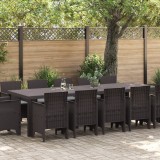 vidaXL Set de masă pentru grădină cu pernă 13 pcs Maro și gri deschis