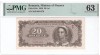 Bancnota 20 Lei 1950, Ne流通, Grad 63. Bancnota Romaneasca rara