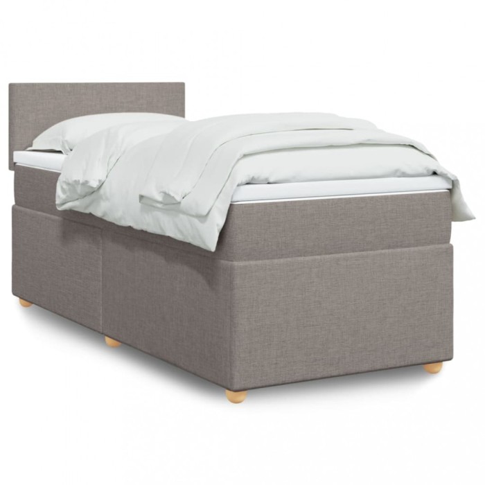 vidaXL Pat box spring cu saltea, gri taupe, 90x200 cm, textil 3286560