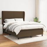 Pat box spring cu saltea, maro &icirc;nchis, 140x200 cm, textil GartenMobel Dekor, vidaXL