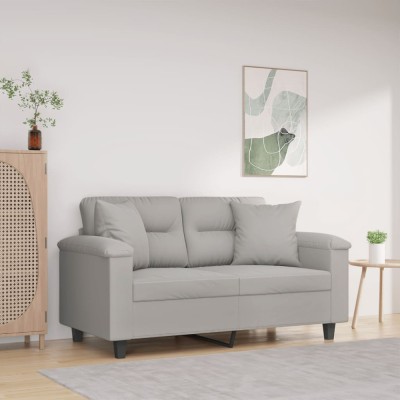 vidaXL Canapea cu 2 locuri, cu perne, gri, 120 cm, microfibră 3200966 foto