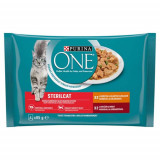 Cumpara ieftin Hrana Umeda One pentru Pisici Sterilizate, cu Pui Mazare si Vita Morcovi, 4 x 85 g, Purina