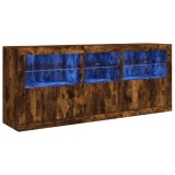 Cumpara ieftin Dulap cu lumini LED, stejar fumuriu, 162x37x67 cm