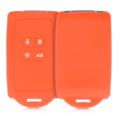 Husa Cheie Auto pentru Renault / Dacia - 4 Butoane - Keyless Go, Silicon, Portocaliu, 48035.29 foto