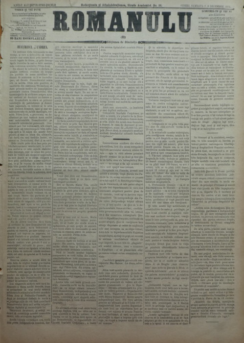 Ziarul Romanulu , 7 - 8 Decembrie 1873