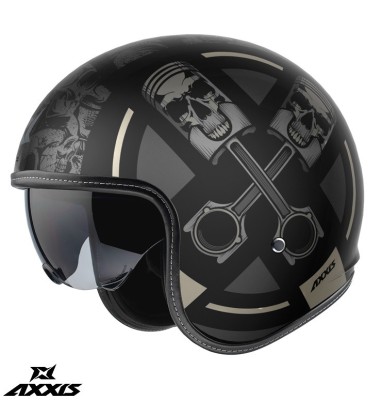 Casca pentru scuter - motocicleta Axxis model Hornet S SV Skulls Illustrated B1 negru mat (ochelari soare integrati) &amp;ndash; omologare noua ECE 22.06 XXL (6 foto