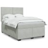 Gossi pat box spring cu saltea, gri deschis, 160x200 cm, catifea