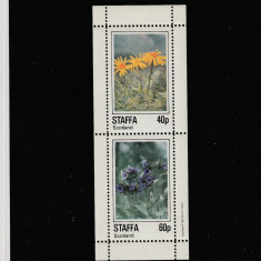 Staffa Scotland 1982-Flora,Flori , bloc 2 valori,dantelat,nestampilat