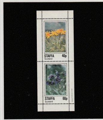 Staffa Scotland 1982-Flora,Flori , bloc 2 valori,dantelat,nestampilat foto