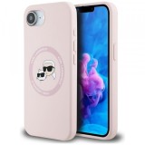 Husa MagSafe pentru Apple iPhone 16e, Karl Lagerfeld, Silicone Karl &amp; Choupette&#039;s Heads, Roz