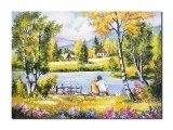 Cumpara ieftin Tablou indragostiti pictat manual dormitor, living, Impreuna pentru totdeauna, 70x50cm ulei pe panza, Constantin Feraru