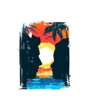 Cumpara ieftin Sticker decorativ Apus pe Plaja, Multicolor, 69 cm, 3674ST, natura si peisaje, Oem