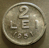 1.351 ROMANIA RPR 2 LEI 1951, Aluminiu
