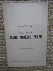 CATALOG EXPOZITIE PICTURA ELENA MANESCU FAILER 1-14 OCTOMBRIE 1968