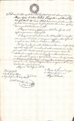 A3737N Act privitor la un &amp;icirc;mprumut de florini renani, 1852, T&amp;acirc;rgu Lăpuș, limba maghiară foto