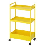 Masa servire tip carucior, 3 rafturi, 50.5 x 30 x 83 cm, Galben