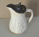 Cana de ceramica glazurata cu capac de cositor Anglia cca 1850