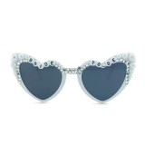Ochelari decorativi, flippy, model bride to be, cu perle, pentru nunta, din pc, 15.3 x 5.7 x 14.5 cm, alb