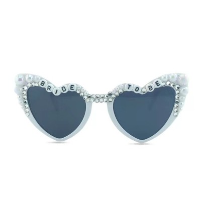 Ochelari Decorativi, Cyrax, Model Bride to Be, cu Perle, pentru Nunta, din PC, 15.3 x 5.7 x 14.5 cm, Alb foto