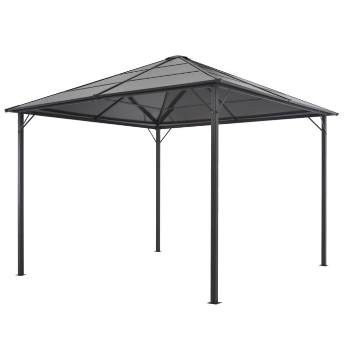 Pavilion cu acoperiș, negru, 3 x 3 m, aluminiu