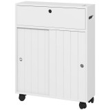 kleankin Corp de depozitare toaletă/baie cu locaș pentru h&acirc;rtie igienică pe roți - 52 x 17 x 67 cm alb | Aosom Romania