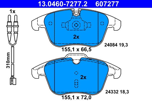 ATE 13.0460-7277.2 set placute frana,frana disc