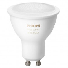 Bec LED Inteligent Philips Hue, Wireless, Bluetooth, 5.7 W, 6500 K reglabil, 350 lumeni, GU10, A+, aplicatie foto
