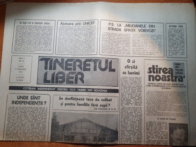 ziarul tineretul liber 9 februarie 1990-art. &amp;quot; se desfinteaza taxa de celibat &amp;quot; foto