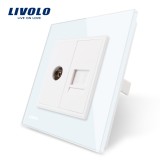 Cumpara ieftin Priza dubla TV + Telefon Livolo cu rama din sticla SmartElectro IntelligentHouse