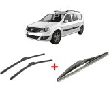 Cumpara ieftin Set 3 stergatoare DACIA LOGAN MCV II din 2013, pentru parbriz si luneta fata si spate auto, Bosch Twin, din cauciuc siliconat rezistent, DACIA