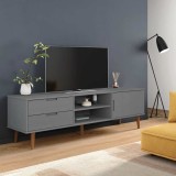 Cumpara ieftin Dulap TV &bdquo;MOLDE&rdquo;, gri, 158x40x49 cm, lemn masiv de pin