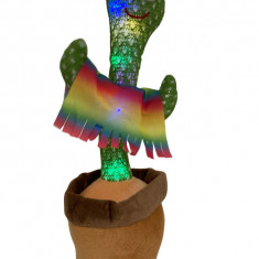 Jucarie Interactiva, Cactus Dansator THK cu Sal, 120 melodii, luminite, 32 cm, Verde, Rosu