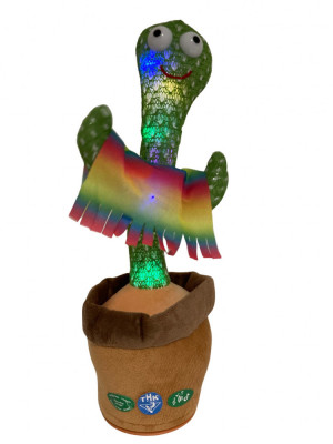 Jucarie Interactiva, Cactus Dansator THK cu Sal, 120 melodii, luminite, 32 cm, Verde, Rosu foto