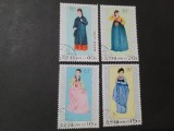 Seria Completă Coreea de Nord 1977 - Costume Tradiționale Hanbok, Choson-ot, Port Popular Femeiesc, Etnografie, Istorie, 4v - Ștampilată -A333