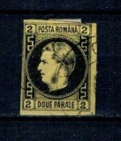 1867 - Carol I cu favoriti, 2 parale, stampilat cu sarniera